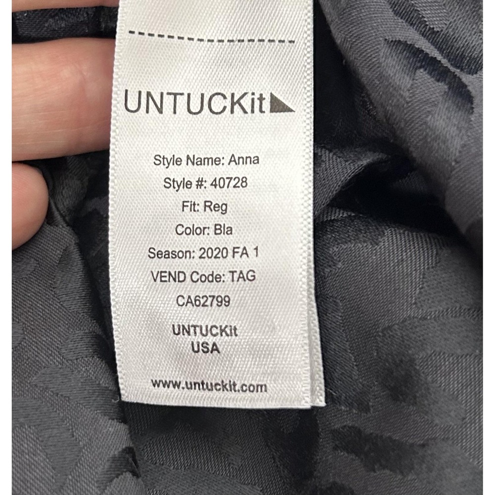 UNTUCKit Anna Shirt Dress Womens 6 Black Jacquard Animal Belted Long Sleeve - Picture 7 of 8